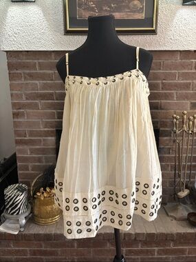 Vintage All Saints Cream Eyelet-Trim Spaghetti Strap Camisole